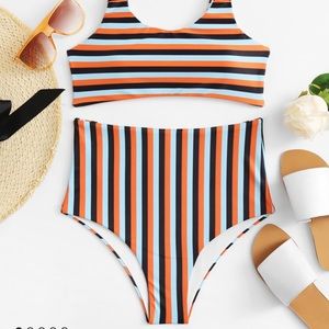 NWT high waisted stripe bathing suit